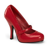 Rood Lak 12 cm retro vintage CUTIEPIE-02 mary jane pumps met verborgen plateauzool