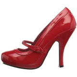 Rood Lak 12 cm retro vintage CUTIEPIE-02 mary jane pumps met verborgen plateauzool