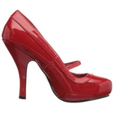 Rood Lak 12 cm retro vintage CUTIEPIE-02 mary jane pumps met verborgen plateauzool