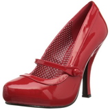 Rood Lak 12 cm retro vintage CUTIEPIE-02 mary jane pumps met verborgen plateauzool