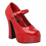 Rood Lak 13 cm DOLLY-50 Mary Jane Plateaupumps