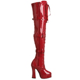 Rood Lak 13 cm ELECTRA-3028 Overknee Laarzen voor Heren