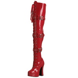 Rood Lak 13 cm ELECTRA-3028 Overknee Laarzen voor Heren