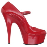 Rood Lak 15 cm PLEASER DELIGHT-687 Plateau Pumps Hoge Hak