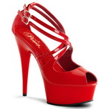 Rood Lak 15 cm Pleaser DELIGHT-612 Plateau Pumps Hoge Hak