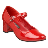 Rood Lak 5 cm SCHOOLGIRL-50 Klassieke Pumps met Hakken