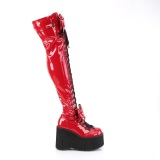 Rood Lakleer 11,5 KERA-303 overknee laarzen met veters