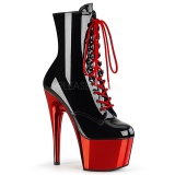 Rood Lakleer 18 cm ADORE-1020 dames enkellaarsjes met chroom plateau