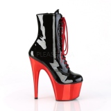 Rood Lakleer 18 cm ADORE-1020 dames enkellaarsjes met chroom plateau