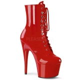 Rood Lakleer 18 cm ADORE-1020 dames enkellaarsjes met plateau