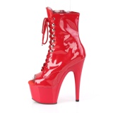 Rood Lakleer 18 cm ADORE-1021 dames enkellaarsjes met plateauzool