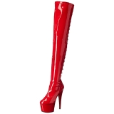 Rood Lakleer 18 cm ADORE-3063 overknee laarzen met hoge hakken