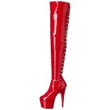 Rood Lakleer 18 cm ADORE-3063 overknee laarzen met hoge hakken