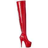 Rood Lakleer 18 cm ADORE-3063 overknee laarzen met hoge hakken