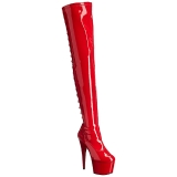 Rood Lakleer 18 cm ADORE-3063 overknee laarzen met hoge hakken