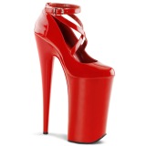 Rood Lakleer 25,5 cm BEYOND-087 super hoge hakken - extreme plateau pumps