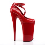 Rood Lakleer 25,5 cm BEYOND-087 super hoge hakken - extreme plateau pumps