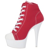 Rood Neon 15 cm DELIGHT-600SK-02 canvas sneakers met hoge hakken