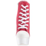 Rood Neon 15 cm DELIGHT-600SK-02 canvas sneakers met hoge hakken