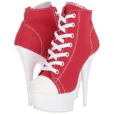 Rood Neon 15 cm DELIGHT-600SK-02 canvas sneakers met hoge hakken