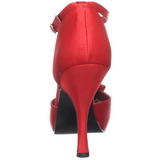 Rood Satijn 12 cm retro vintage CUTIEPIE-12 Dames pumps met lage hak