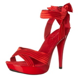 Rood Satijn 13 cm COCKTAIL-568 Sandalen met Hoge Hak