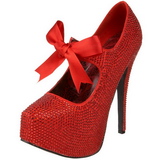 Rood Strass 14,5 cm Burlesque TEEZE-04R Hoge Pumps Schoenen Plateau