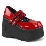 Rood Vegan 11,5 cm DemoniaCult KERA-08 gothic mary jane pumps met plateau