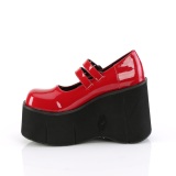 Rood Vegan 11,5 cm DemoniaCult KERA-08 gothic mary jane pumps met plateau