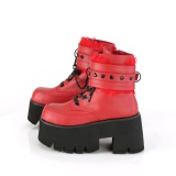 Rood Vegan 9 cm ASHES-57 lolita enkellaarzen met blokhak en plateau