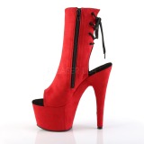 Rood faux suede 18 cm ADORE-1018FS paaldans enkellaarsjes