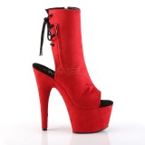 Rood faux suede 18 cm ADORE-1018FS paaldans enkellaarsjes