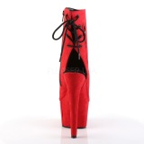 Rood faux suede 18 cm ADORE-1018FS paaldans enkellaarsjes