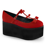 Rood zeildoek 8 cm CLICK-08 lolita gothic schoenen dikke zolen