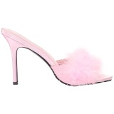 Rose 10 cm CLASSIQUE-01F womens mules with marabou feathers