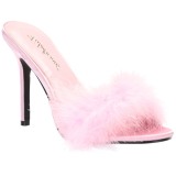 Rose 10 cm CLASSIQUE-01F womens mules with marabou feathers