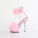 Rose 15 cm DELIGHT-624F exotic pole dance high heel sandals with feathers
