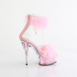 Rose 15 cm DELIGHT-624F exotic pole dance high heel sandals with feathers