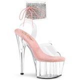 Rose 18 cm ADORE-791-2RS transparent platform high heels with ankle straps