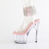 Rose 18 cm ADORE-791-2RS transparent platform high heels with ankle straps
