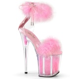 Rose 20 cm FLAMINGO-824F exotic pole dance high heel sandals with feathers
