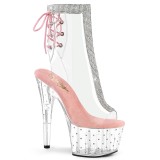 Rose transparent 18 cm STARDUST-1018C-2RS Exotic stripper ankle boots