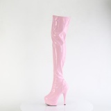 Roze 15 cm DELIGHT-3000HWR Hologram pole dance overknee laarzen met hak