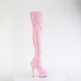 Roze 15 cm DELIGHT-3000HWR Hologram pole dance overknee laarzen met hak