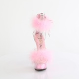 Roze 15 cm DELIGHT-624F pole dance hakken met veren
