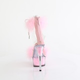 Roze 15 cm DELIGHT-624F pole dance hakken met veren