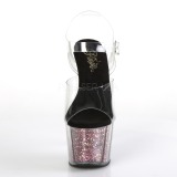 Roze 18 cm ADORE-708CG glitter plateau hoge hakken