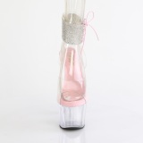 Roze 18 cm ADORE-791-2RS transparante plateau hoge hakken met brede enkelband