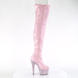 Roze 18 cm BEJ-3011-7 Hologram pole dance overknee laklaarzen