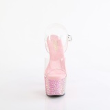 Roze 18 cm BEJEWELED-708RRS paaldans schoenen hoge hakken met strass plateau